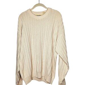 Mens costal core fisherman chunky cable knit cream crew neck long sleeve cotton